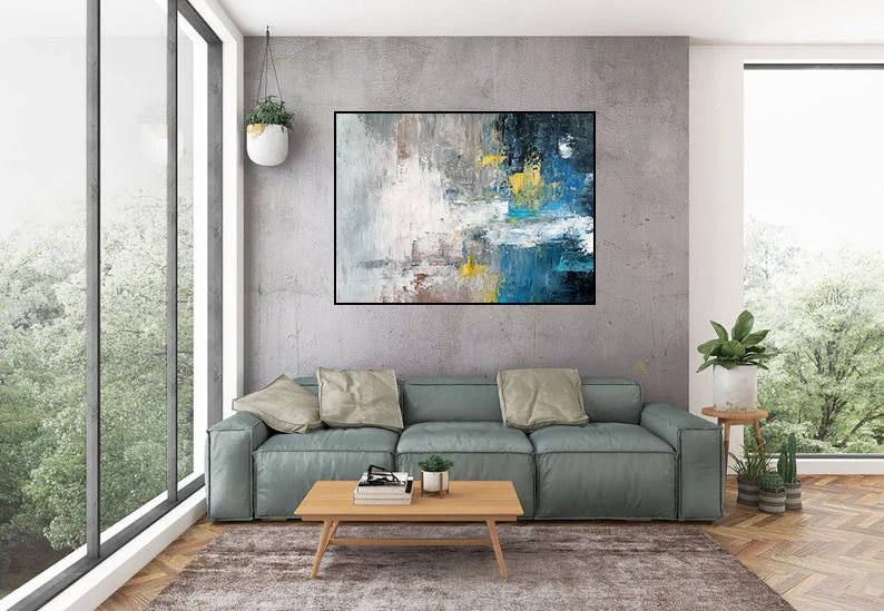 Dine Hand-Painted Contemporary - handmade abstract art for office